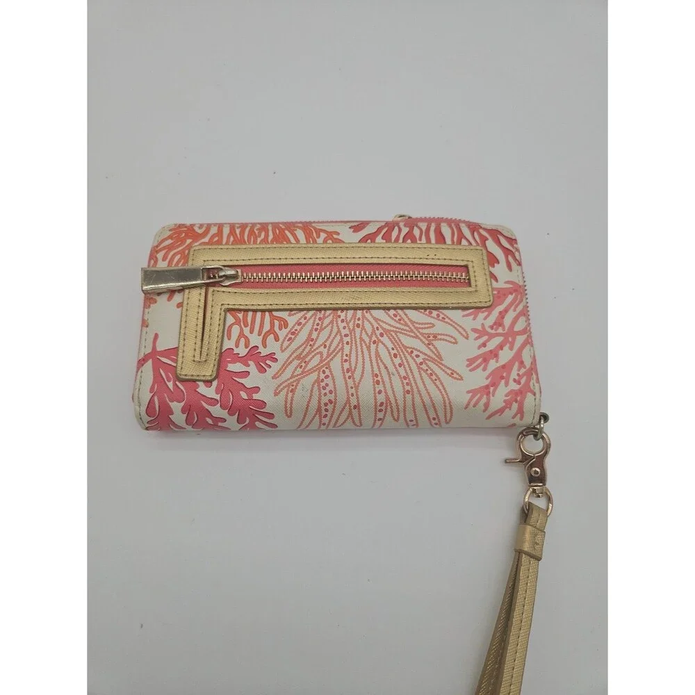 Spartina 449 Coral Wristlet Wallet Purse Clutch Zip Around